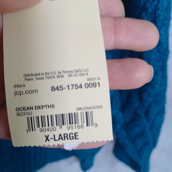 NWT St. John’s Bay Teal Cable Knit Pullover XL Cozy Soft Stretch Winter Sweater - Picture 10 of 13